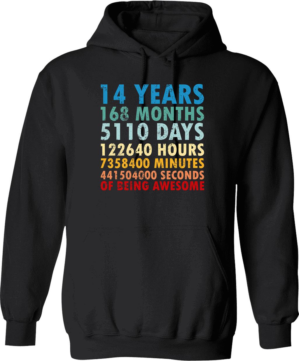 14 Years Of Being Awesome Gifts 14 Years Old 14 Birthday Retro Anniversary Hoodie - Black