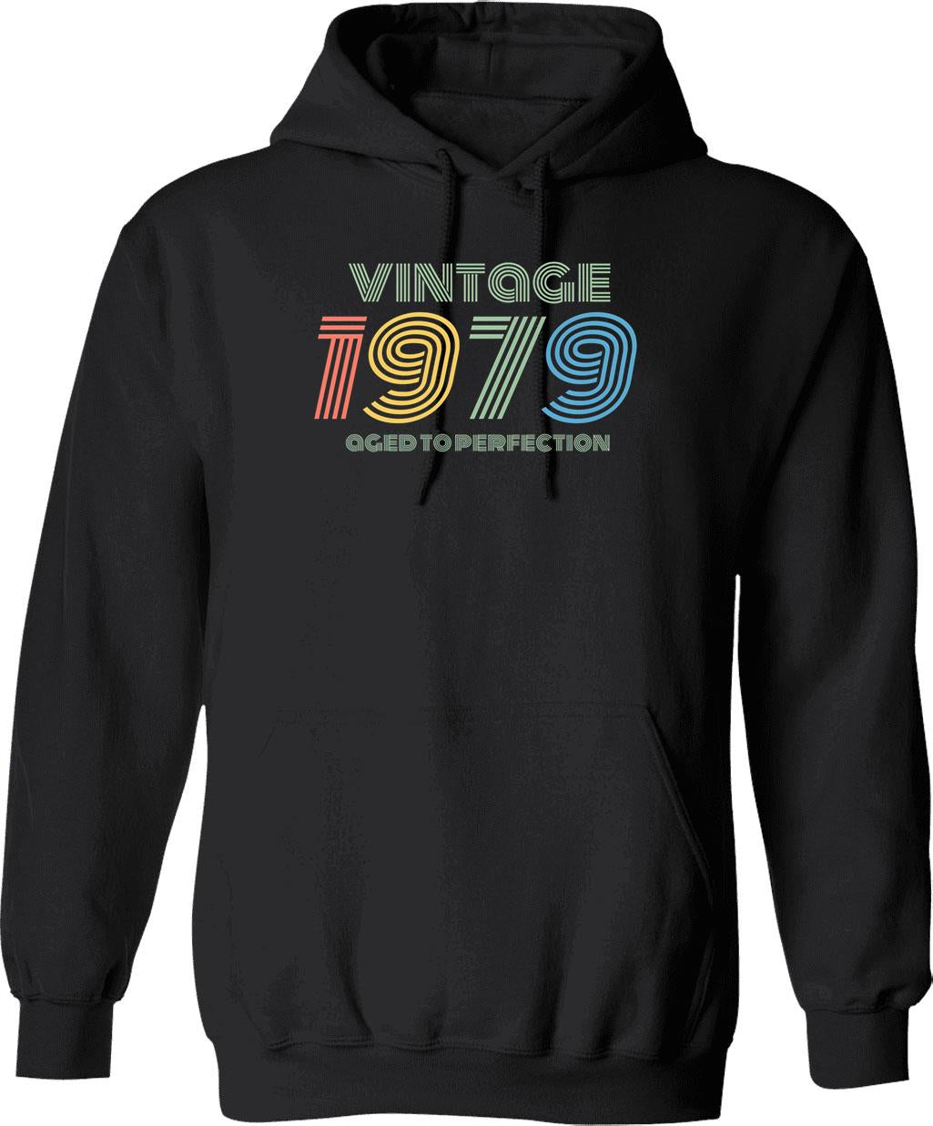1979 Birthday Vintage Aged Perfection Funny Retro Gift Hoodie - Black