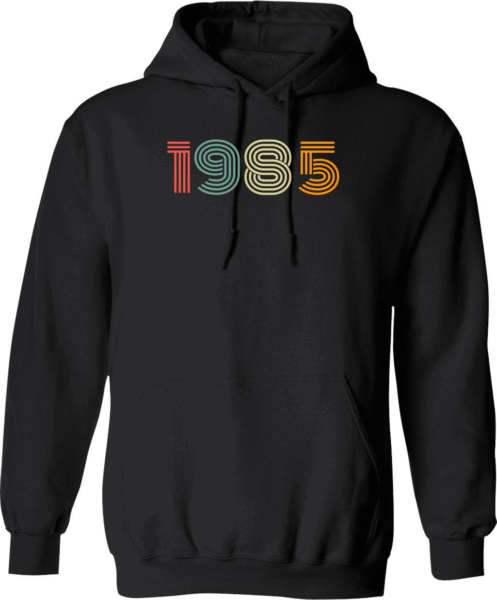 1985 Hoodie - Retro Graphic Pullover Hoodie for Men & Women - Black