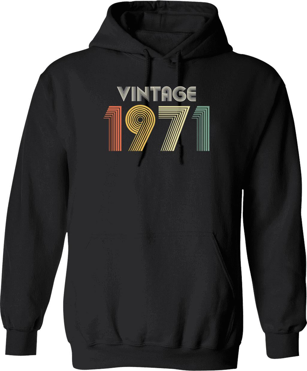 50th Birthday Vintage 1971 Gift Hoodie - Retro Graphic Cosy Pullover - Black