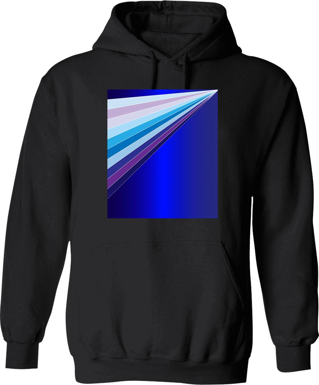 65 Mcmlxv Retro 70s Disco Blue Streaks Of Light Pattern Hoodie - Black