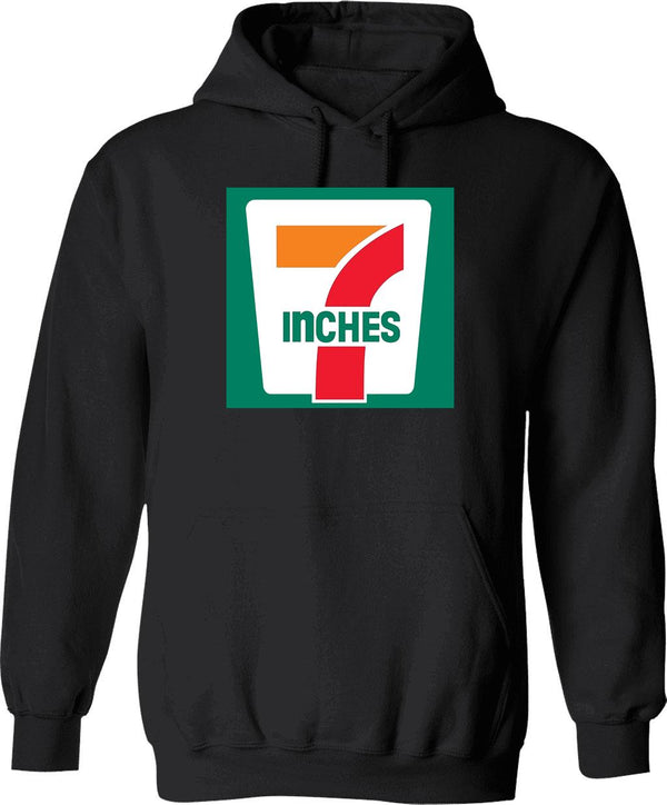 7 Inches Funny 7 11 Parody Graphic Pullover Hoodie - Black