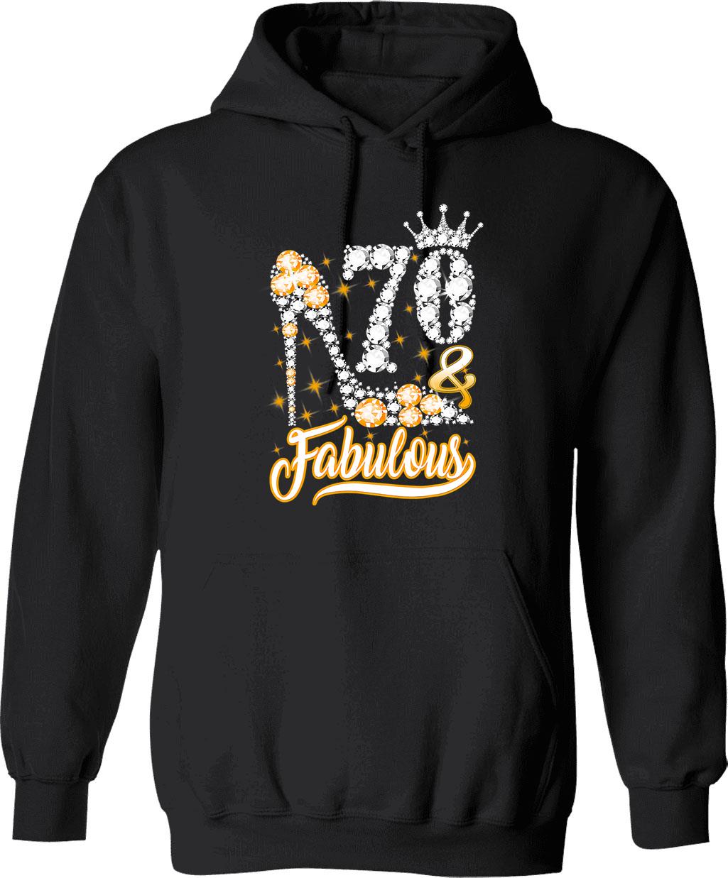 70 Fabulous 70 Years Old 70th Birthday Diamond Crown Shoes Hoodie - Black