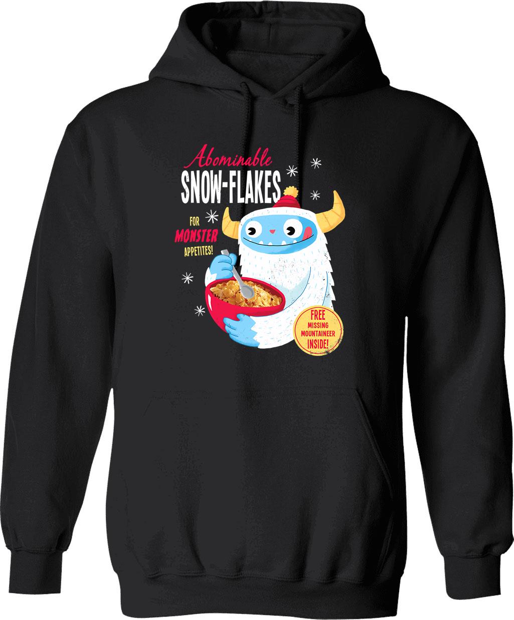 Abominable Snowflakes Hoodie - Retro Graphic Pullover Hoodie for Men & Women - Black