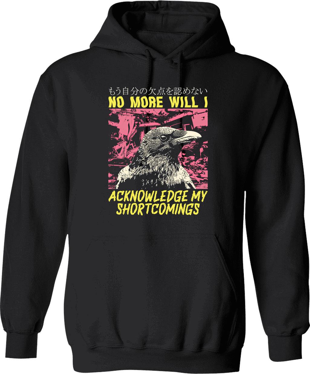 Acknowledge My Shortcomings Crow Hoodie - Retro Graphic Pullover Hoodie for Men & Women - Black