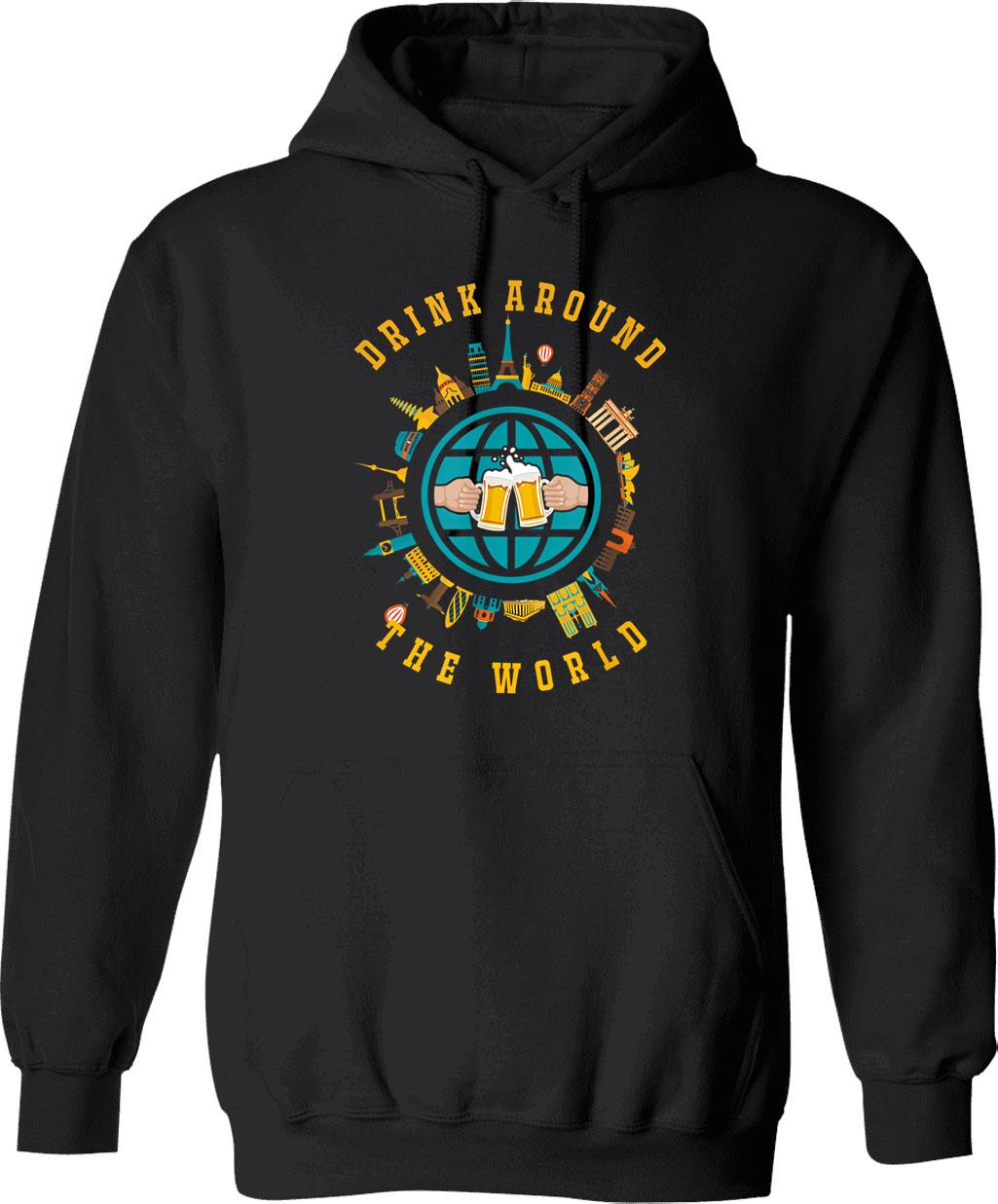 Adult Vacation Drinking Hoodie - Retro Graphic Pullover Hoodie for Men & Women - Black