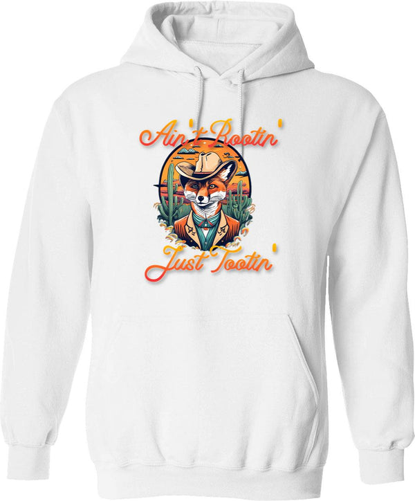 Aint Rootin Just Tootin Fox Cowboy Funny Hoodie - White