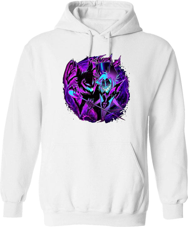 Alastor and His Shadow - Hazbin Hotel Essential T-Hoodie Graphic Pullover Hoodie - White