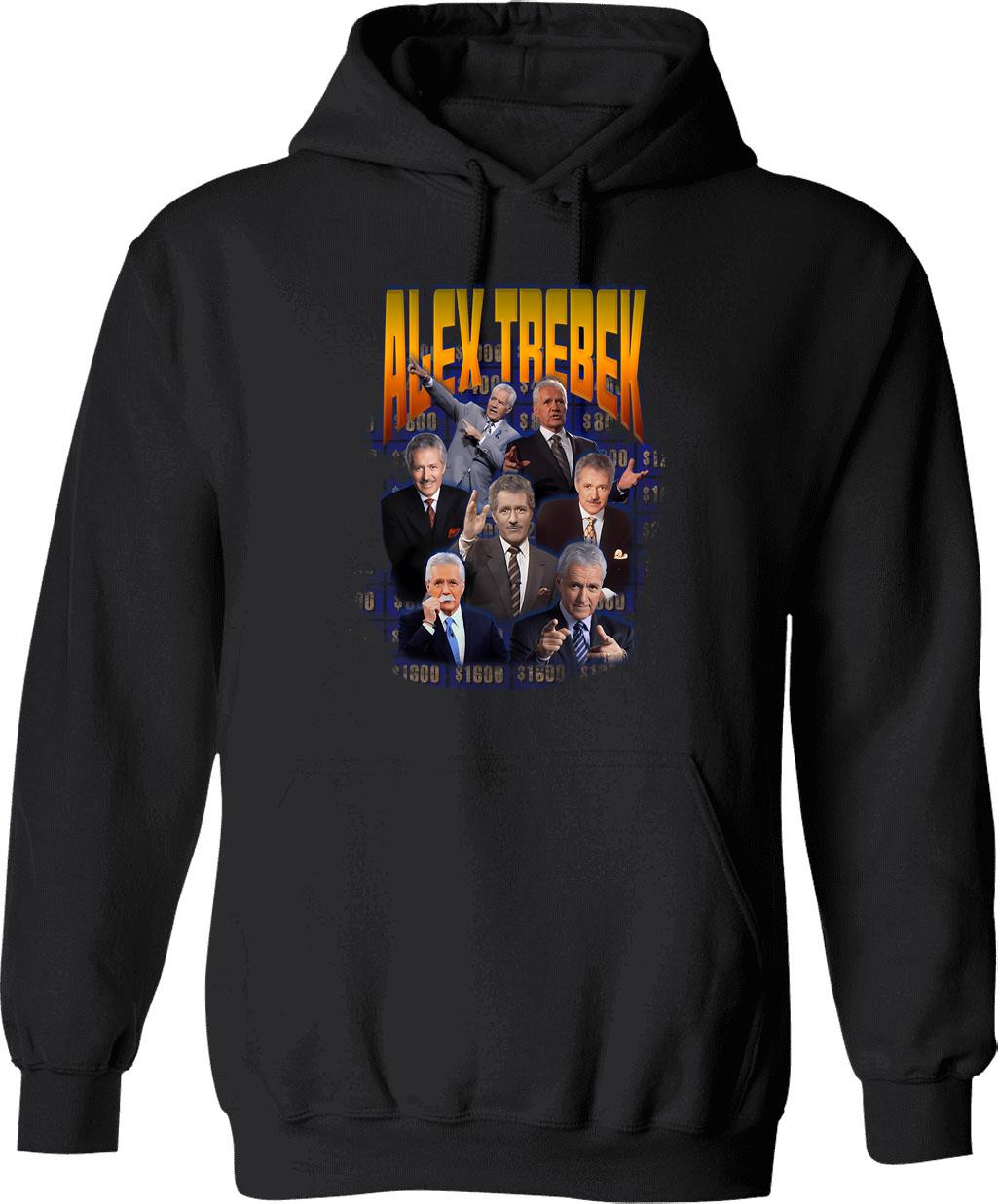 Alex Trebek Hoodie - Retro Graphic Pullover Hoodie for Men & Women - Black