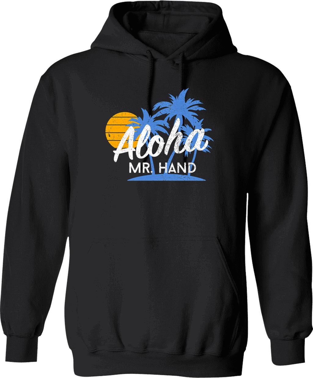Aloha Mr. Hand Hoodie - Retro Graphic Pullover Hoodie for Men & Women - Black