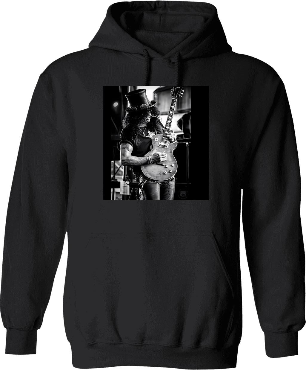 Amazing Guitarist 80s Hoodie - Retro Graphic Pullover Hoodie for Men & Women - Black