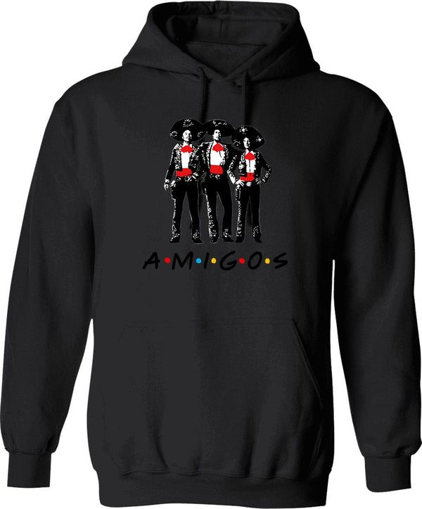 Amigos - Vintage Three Amigos Hoodie - Retro Graphic Cosy Pullover - Black