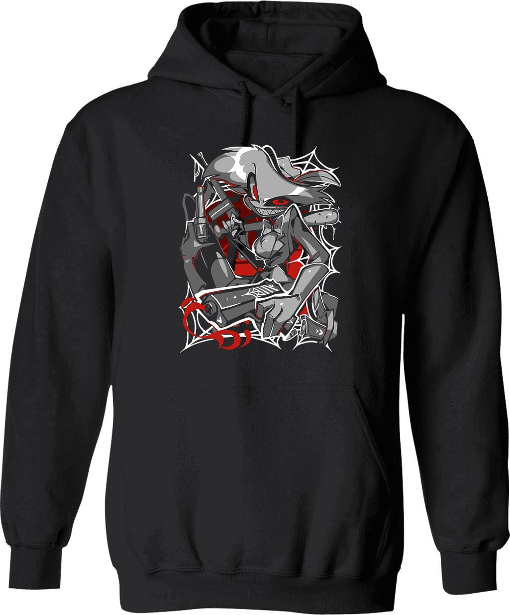 Angel Dust Demon Design - Hazbin Hotel Essential Graphic Pullover Hoodie - Black