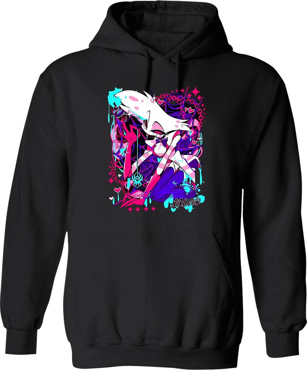 Angel Dust - Hazbin Hotel Classic T-Hoodie23 Black Graphic Pullover Hoodie - Black