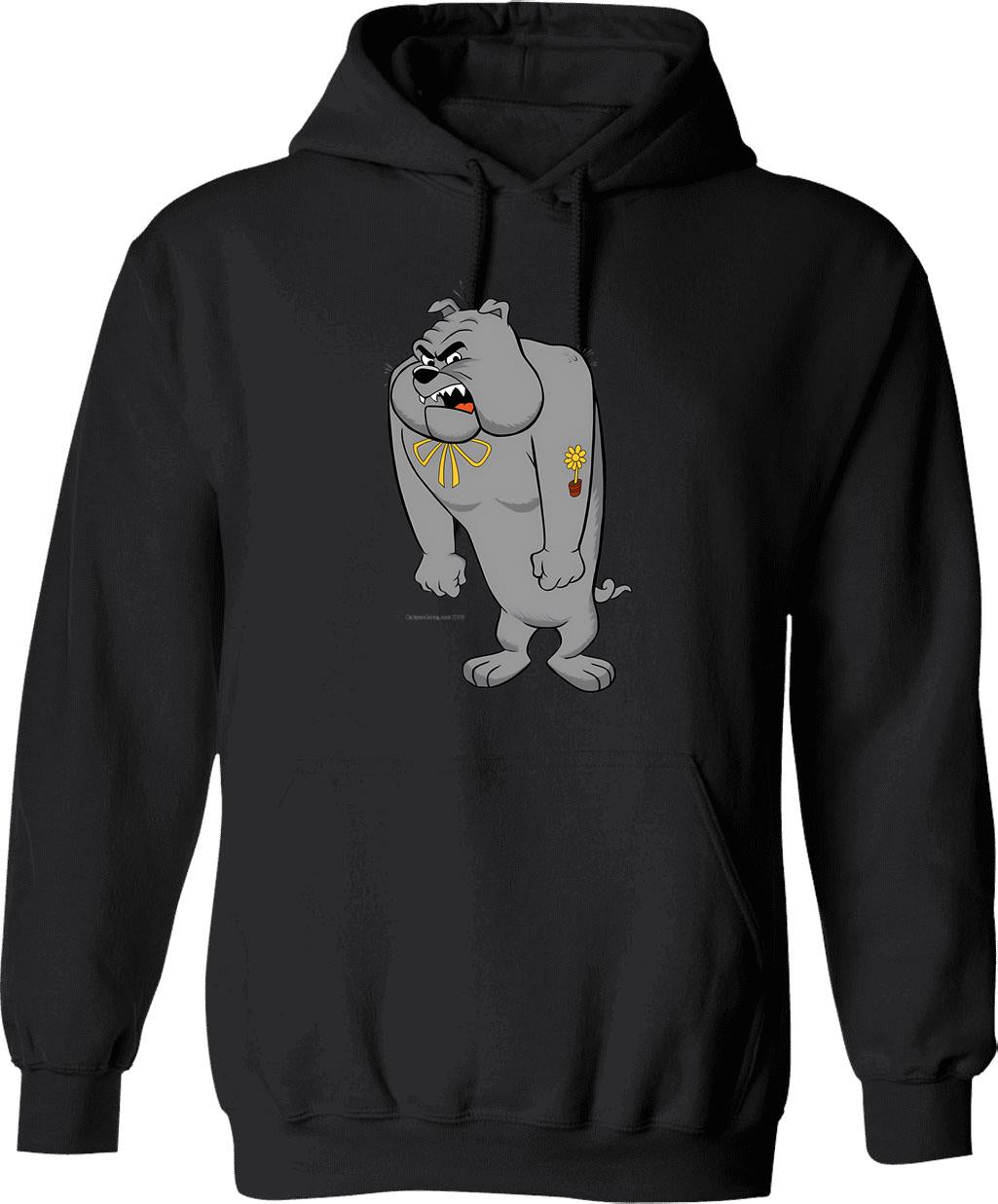 Angry Bulldog Hoodie - Retro Graphic Pullover Hoodie for Men & Women - Black