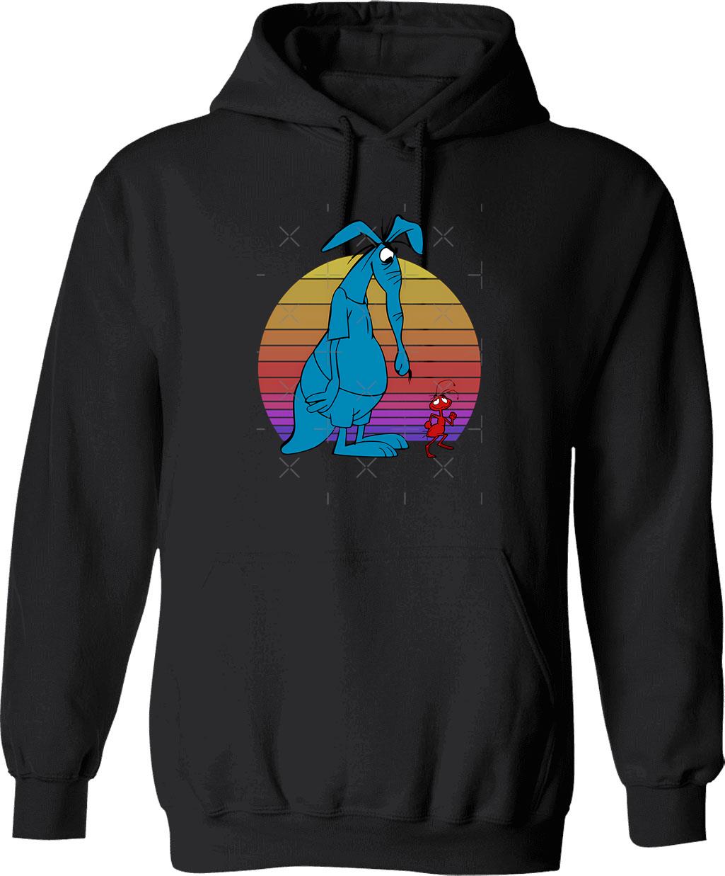 Ant And Aardvark Hoodie - Retro Graphic Pullover Hoodie for Men & Women - Black