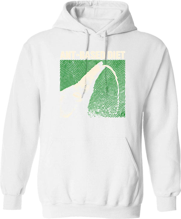 Ant-based Diet Anteater Hoodie - Retro Graphic Pullover Hoodie for Men & Women - White