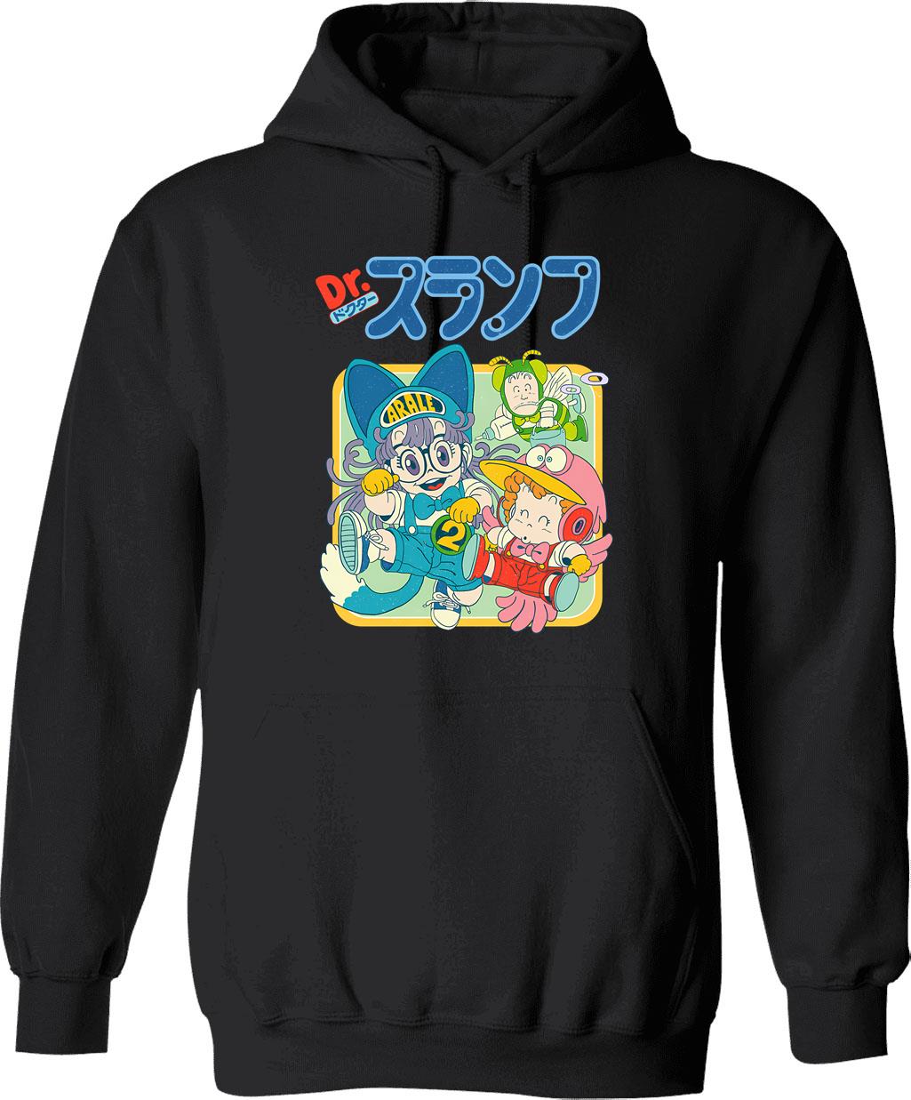 Arale Dr.slump Hoodie - Retro Graphic Pullover Hoodie for Men & Women - Black