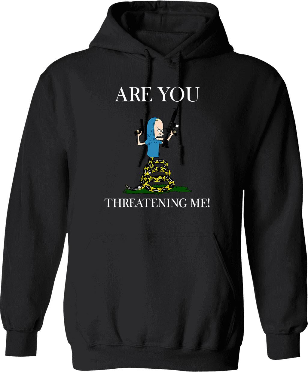 Are You Threatening Me Halloween Graphic Pullover Hoodie - Black
