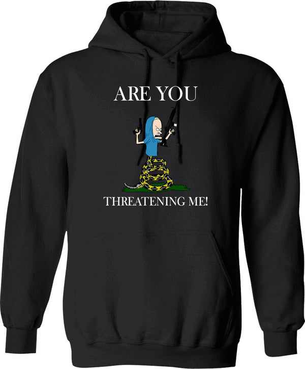 Are You Threatening Me Halloween Graphic Pullover Hoodie - Black