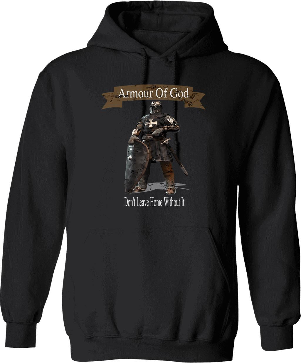 Armour Of God Hoodie - Retro Graphic Pullover Hoodie for Men & Women - Black