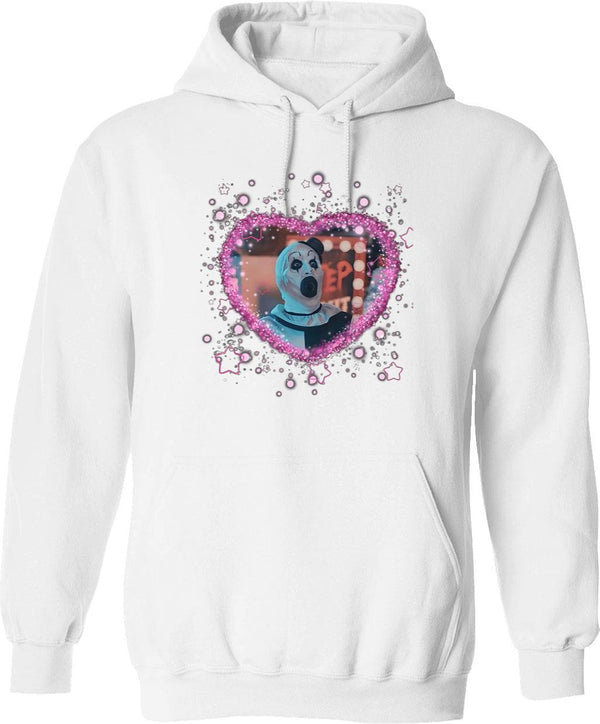 Art The Clown Heart Frame Graphic Pullover Hoodie - White