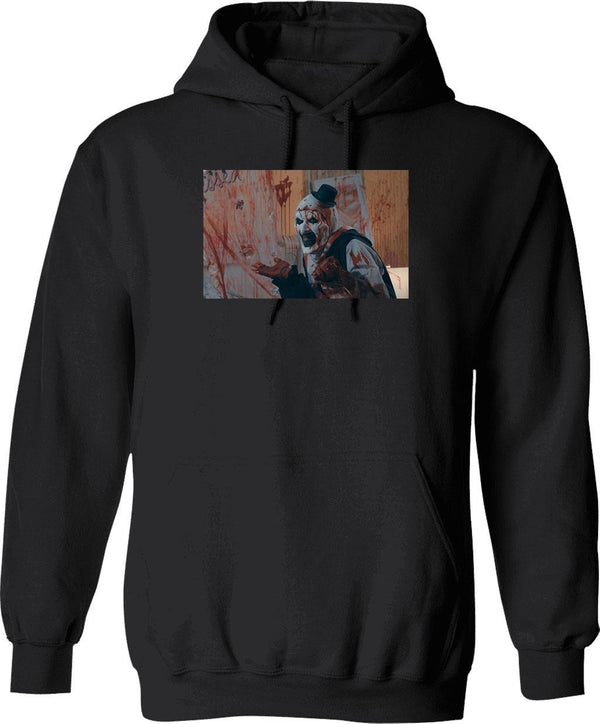 Art The Clown Making A Mess - Terrifier Graphic Pullover Hoodie - Black