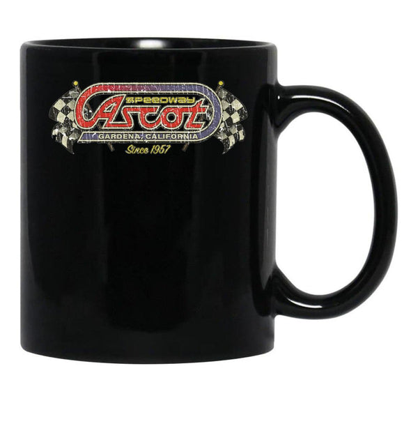 Ascot Speedway 1957 Long Black Coffee Mug, Gift Coffee Mug - Black