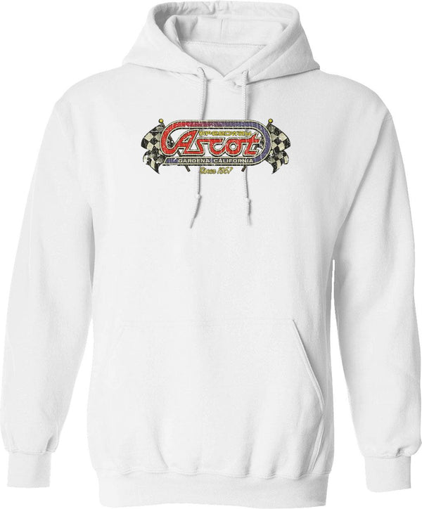 Ascot Speedway 1957 Long T-Hoodie Graphic Pullover Hoodie - White