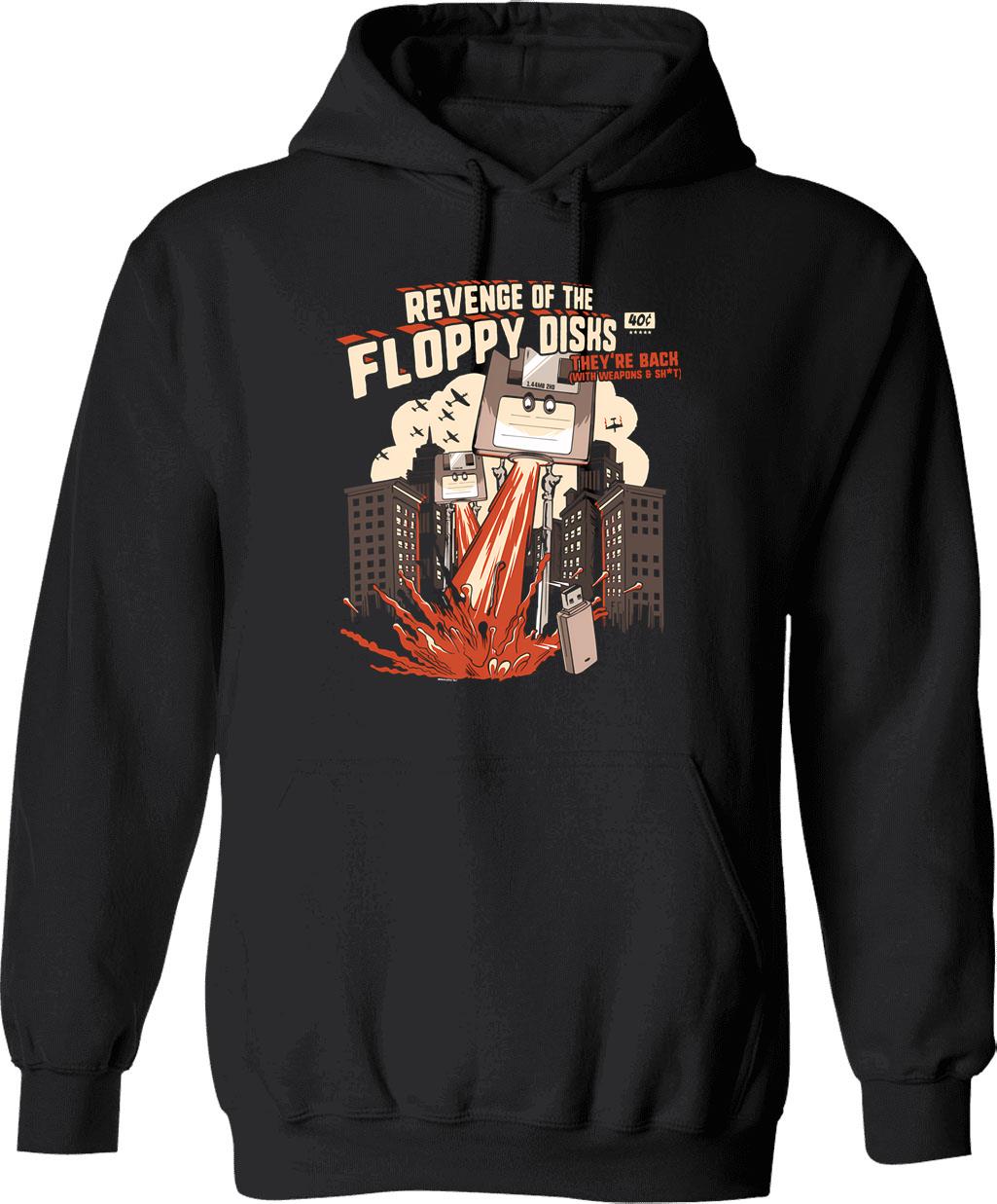 Attack Of The Floppy Disks Geeky Hoodie - Black