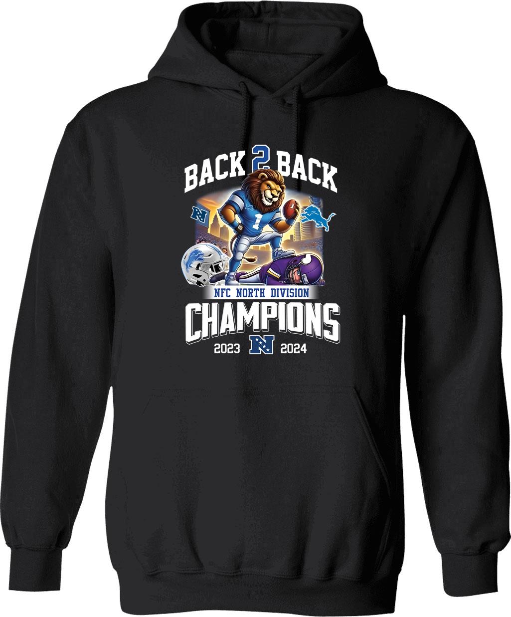 Back 2 Back Detroit 2024 North Champions Hoodie Graphic Pullover Hoodie - Black
