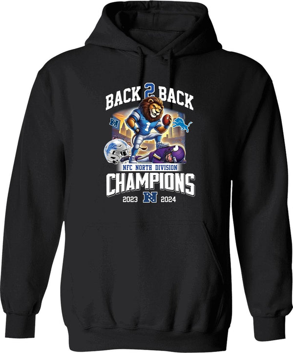Back 2 Back Detroit 2024 North Champions Hoodie Graphic Pullover Hoodie - Black