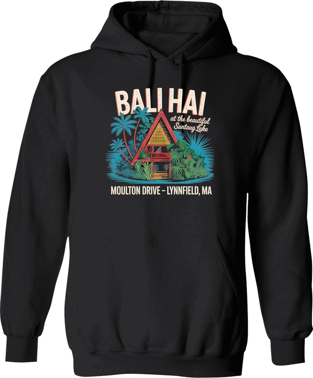 Bali Hai Lynnfield Ma Hoodie - Retro Graphic Pullover Hoodie for Men & Women - Black