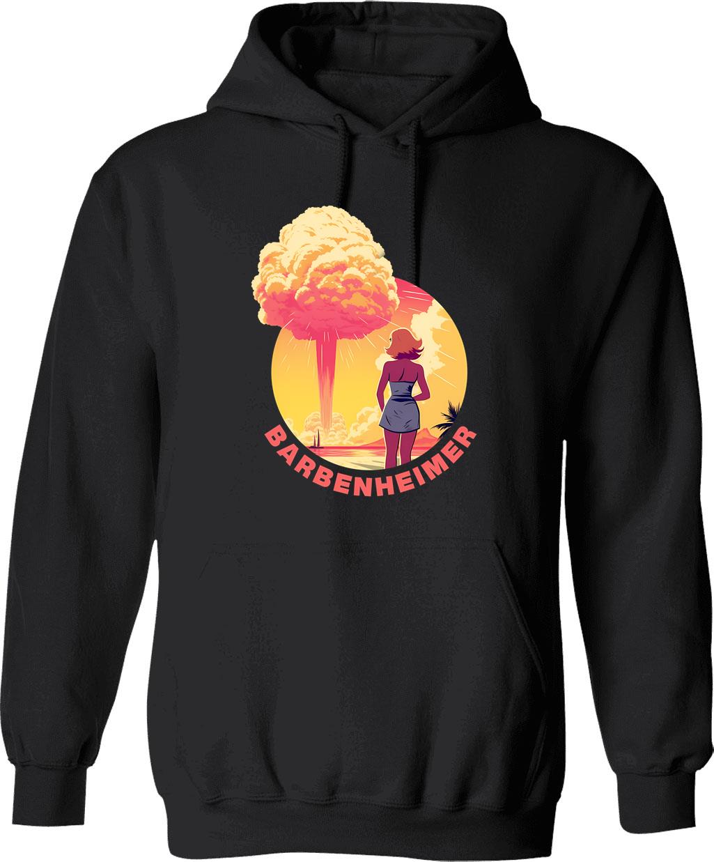 Barbenheimer 2023 (2) Hoodie - Retro Graphic Pullover Hoodie for Men & Women - Black