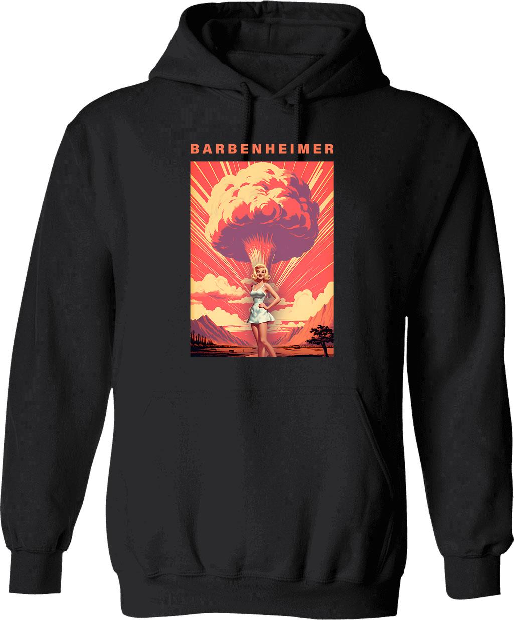 Barbenheimer 2023 (3) Hoodie - Retro Graphic Pullover Hoodie for Men & Women - Black