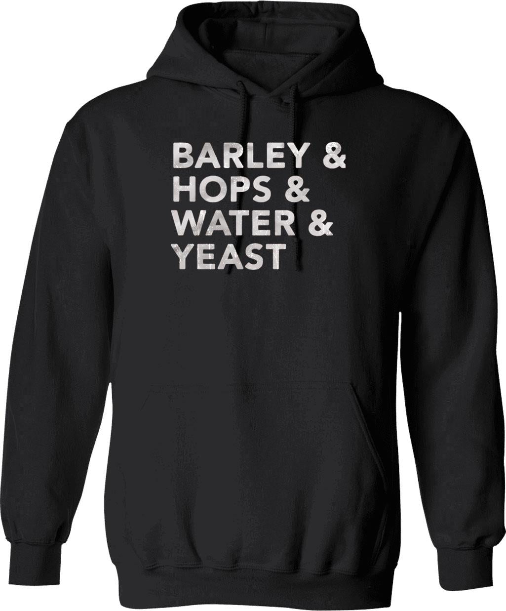 Barley Hops Water Yeast Hoodie - Retro Graphic Pullover Hoodie for Men & Women - Black