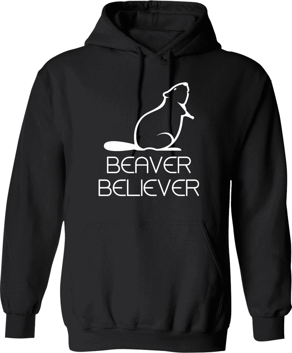 Beaver Believer Hoodie - Retro Graphic Pullover Hoodie for Men & Women - Black