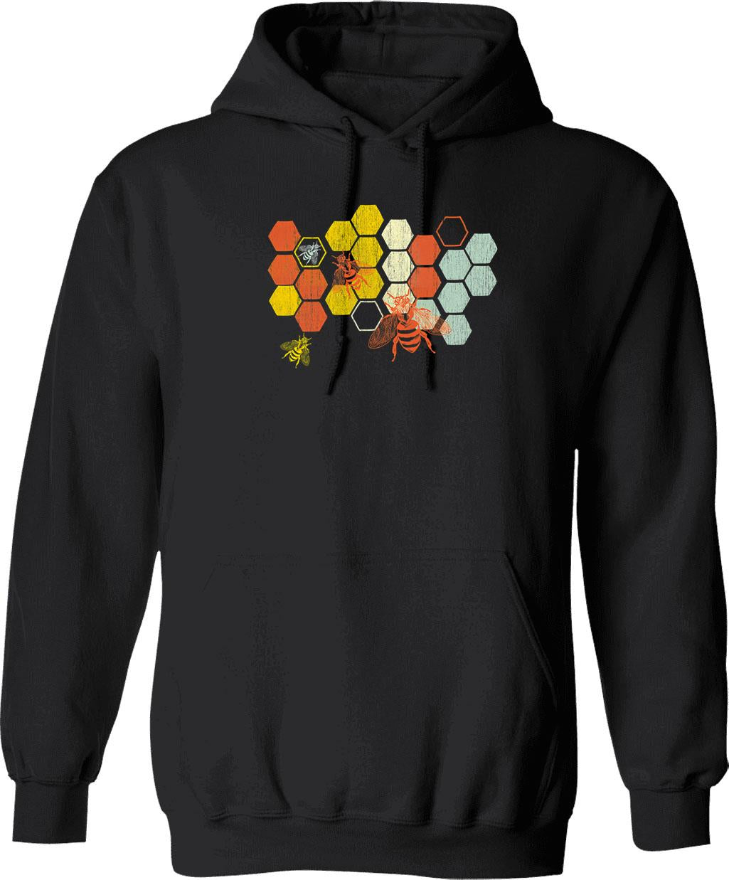 Beekeeper Beekeeping Honey Retro Vintage Honeycomb Funny Hoodie - Black