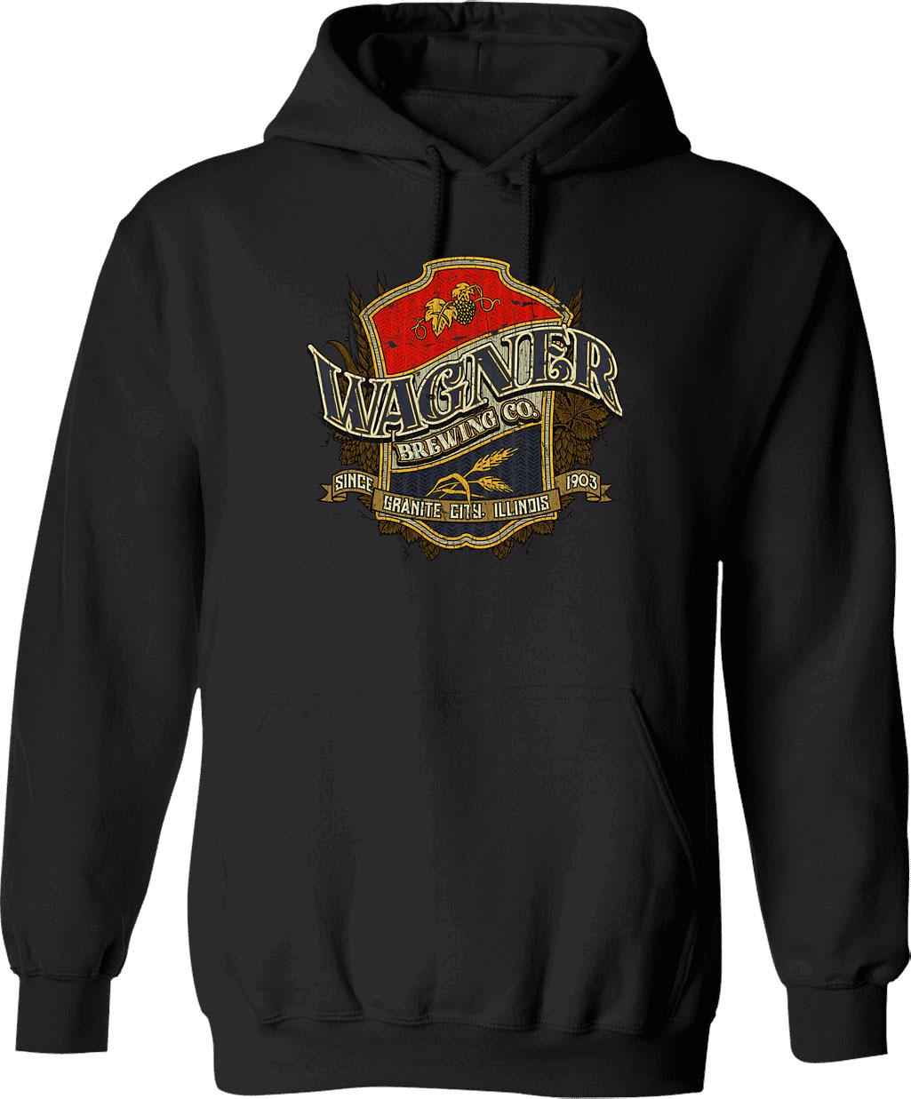 Beer Wagner Brewing Co Hoodie - Retro Graphic Pullover Hoodie for Men & Women - Black