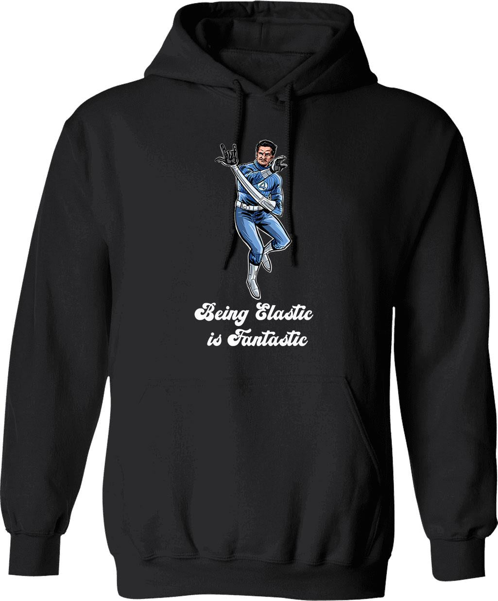 Being Elastic Is Fantastic Hoodie - Retro Graphic Pullover Hoodie for Men & Women - Black