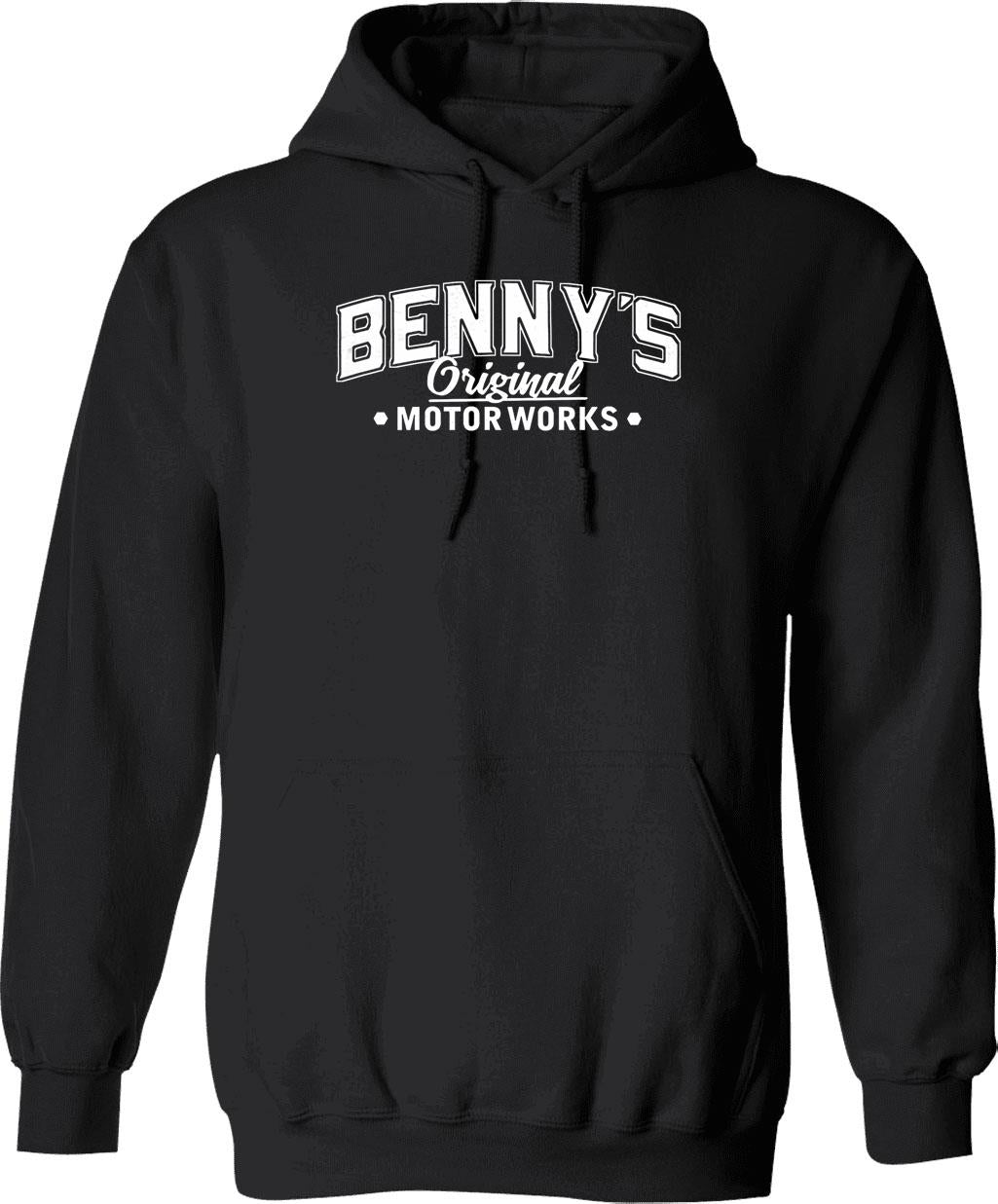 Benny's Original Motorworks White Weathered Logo Design From Los Santos San Andreas Hoodie - Black