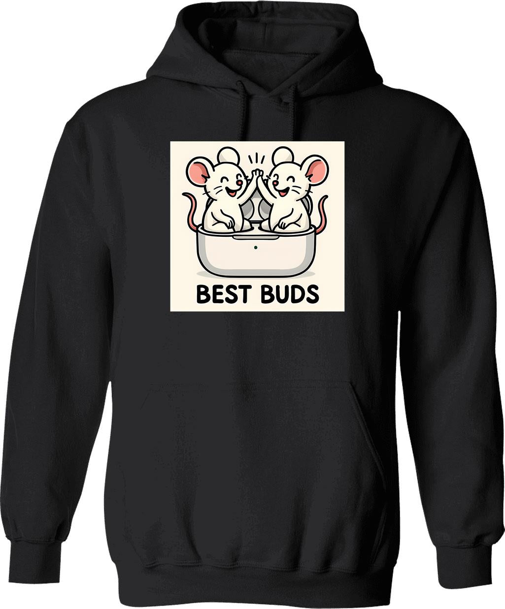 Best Buds 1 Hoodie - Retro Graphic Pullover Hoodie for Men & Women - Black