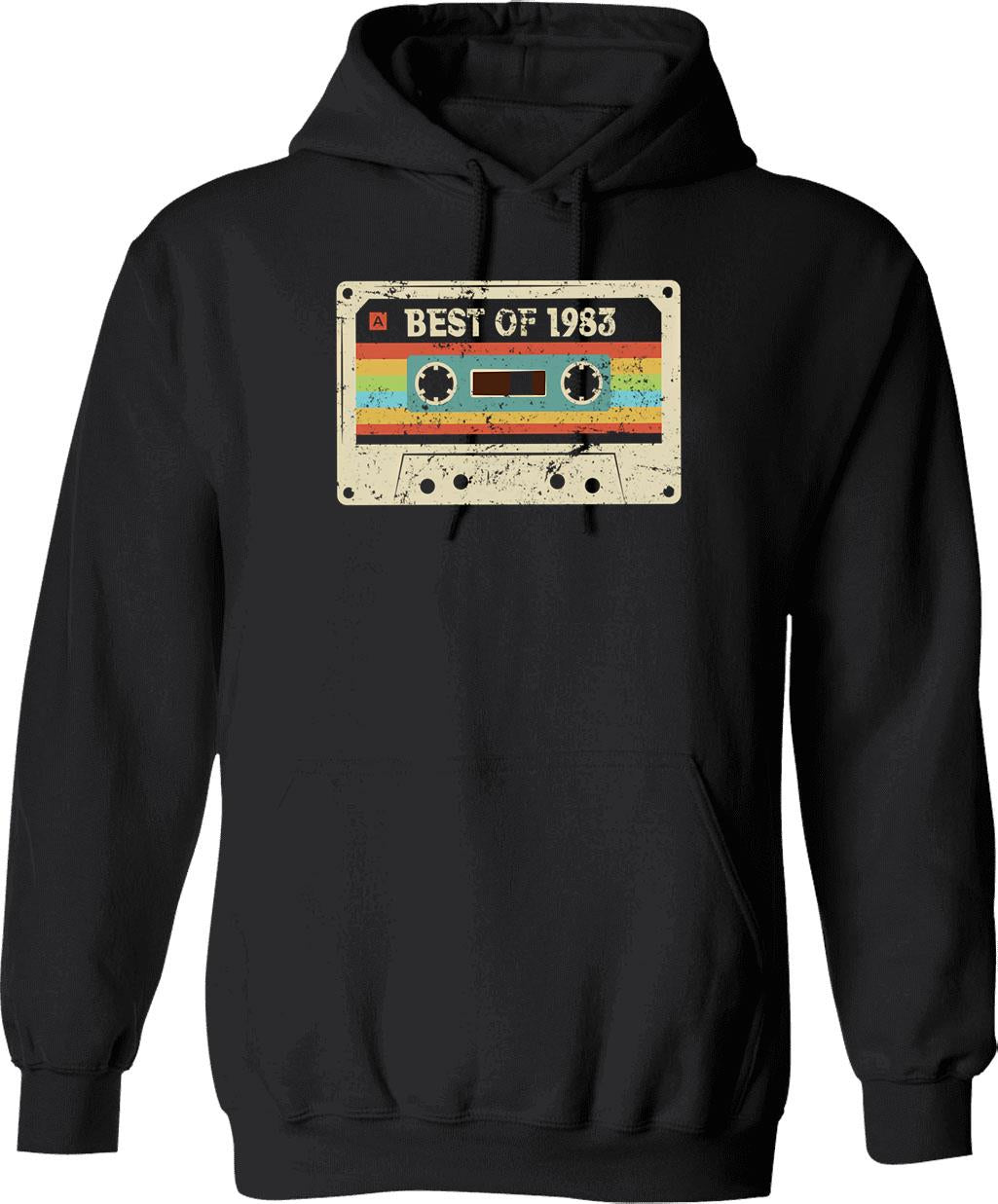Best Of 1983 42 Year Old Funny Vintage Cassette Hoodie 42nd Birthday Gift For Men Women - Black