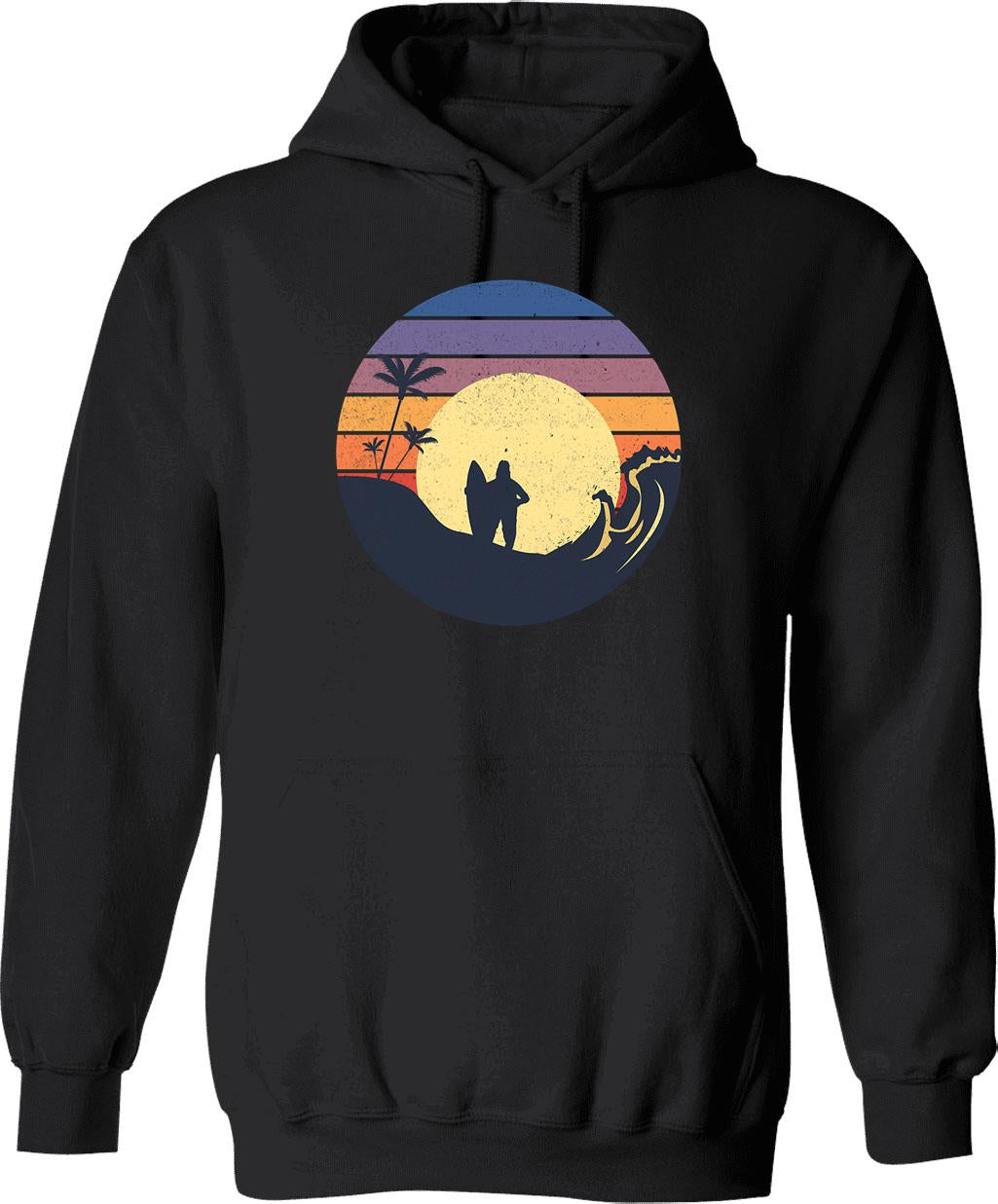 Big Lez Show Retro Vintage Beach Druggo Funny Cute Big Lez Show Surfing Funny Bigfoot Hoodie - Black