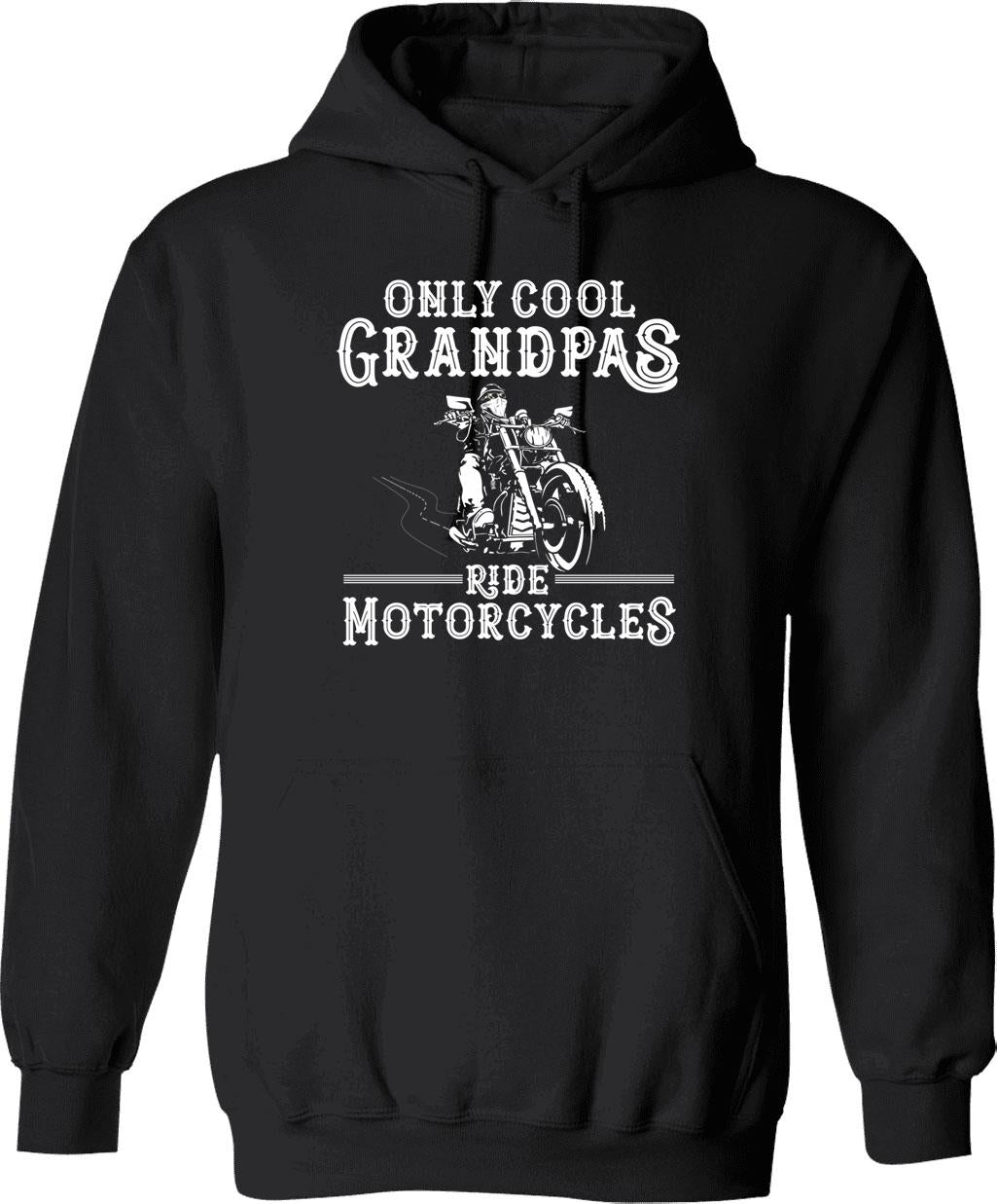 Biker Papa Only Cool Grandpas Ride Motorcycles Vintage Motorcycle Grandpa Funny Gift Hoodie - Black