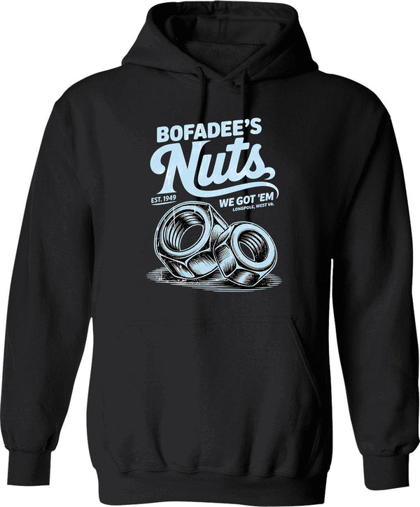 Bofadees Nuts 1949 Hoodie - Retro Graphic Pullover Hoodie for Men & Women - Black