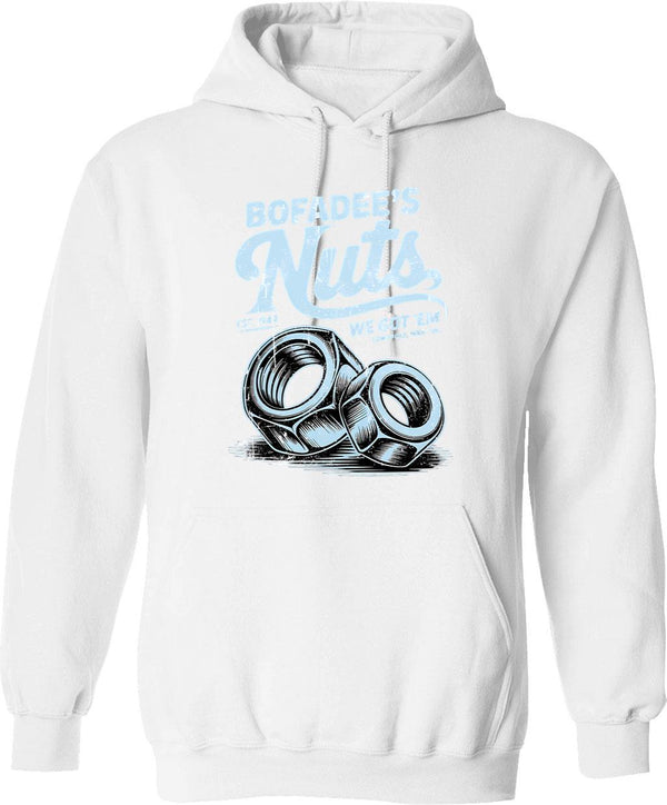 Bofadees Nuts 1949 Hoodie - Retro Graphic Pullover Hoodie for Men & Women - White