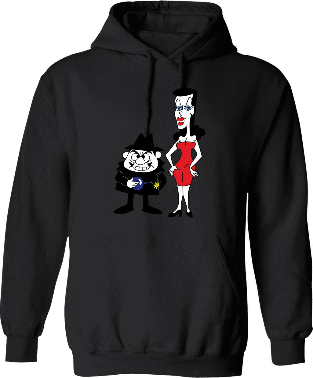 Boris And Natasha Hoodie - Retro Graphic Pullover Hoodie for Men & Women - Black