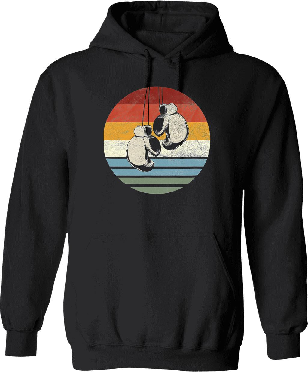 Boxing Classic Vintage Retro Boxsport Kickboxing Fighting Hoodie - Black