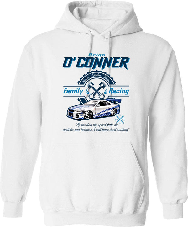 Brian O'Conner Family Racing Fast and Furious Tribute LTS Graphic Pullover Hoodie - White